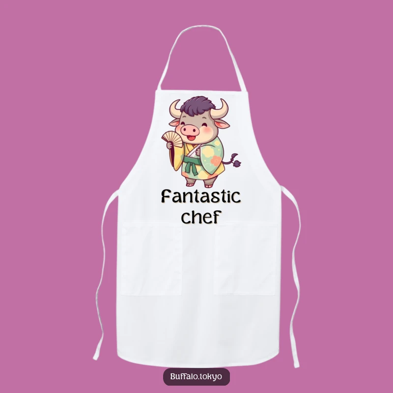 Funny Buffalo Kimono Apron: Playful Kitchen Art, Colorful Chef Gift