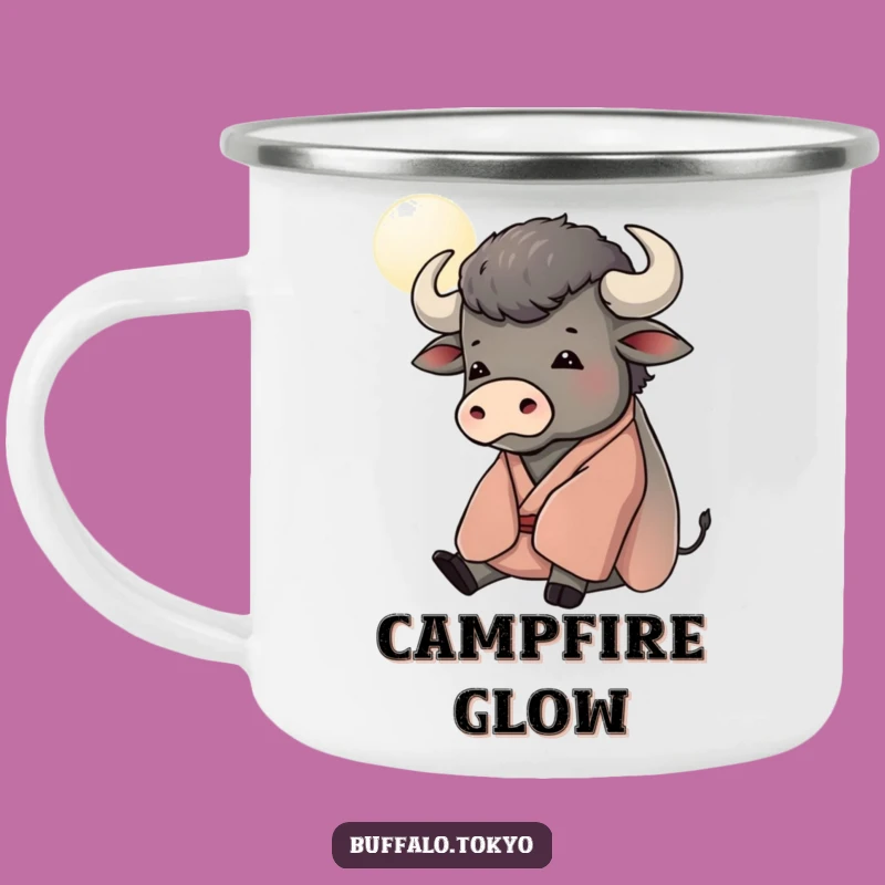 Funny Contemplative Buffalo Moon Camp Mug - Serene Design, Outdoor Gift