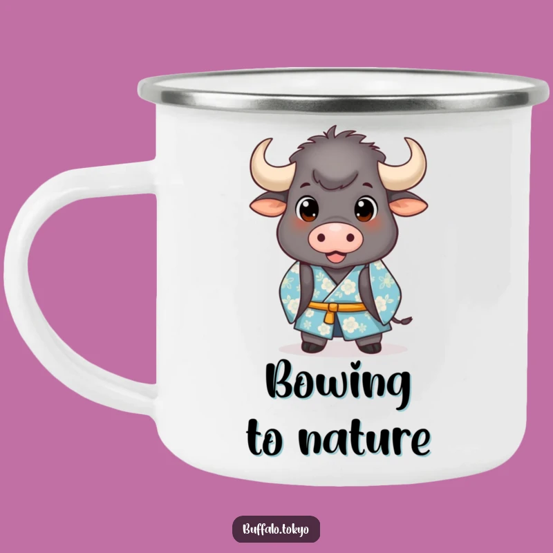 Funny Buffalo Kimono Camping Mug: Enjoy Outdoors with this Hilarious Bowing Design