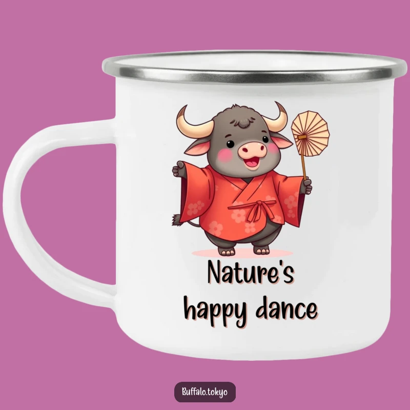 Funny Buffalo Kimono Camping Mug: Adventure with Adorable Art