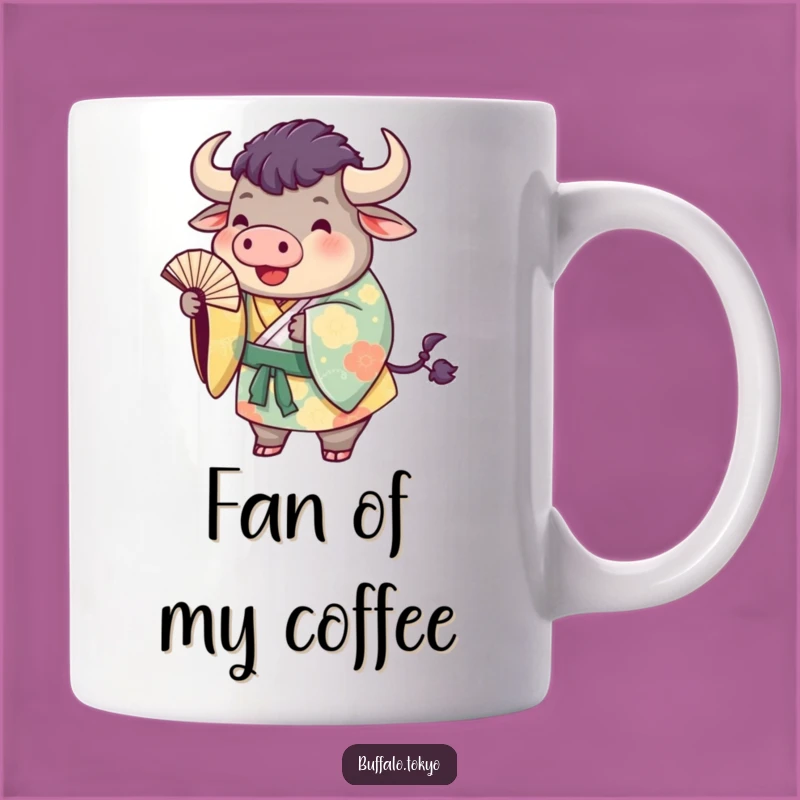Funny Buffalo Kimono Mug: Playful Animal Art, Unique Cultural Gift Idea