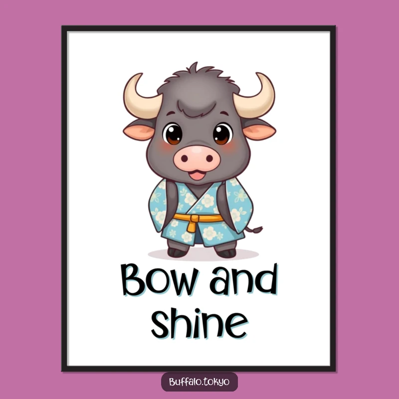 Funny Buffalo Kimono Digital Art: Download this Hilarious Bowing Character Print
