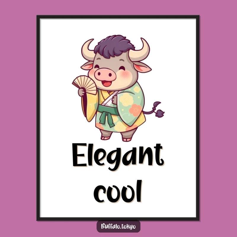 Funny Buffalo Kimono Digital Art: Playful Animal, Instant Decor