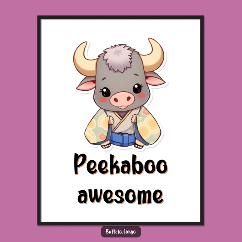 Funny Buffalo Kimono Digital Art: Peek-a-Boo Print Gift