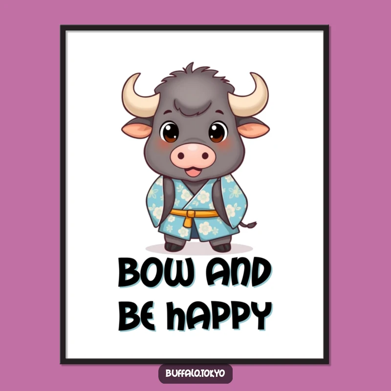 Funny Buffalo Kimono Poster: Adorn Your Walls with this Hilarious Bowing Art Print