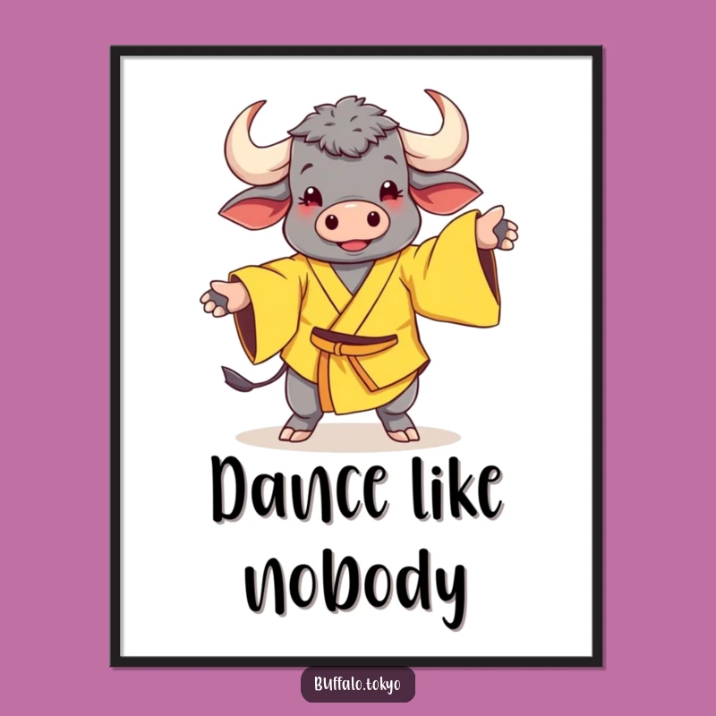 Funny Buffalo Dance Poster: Decorate with this Whimsical Kimono Character Art