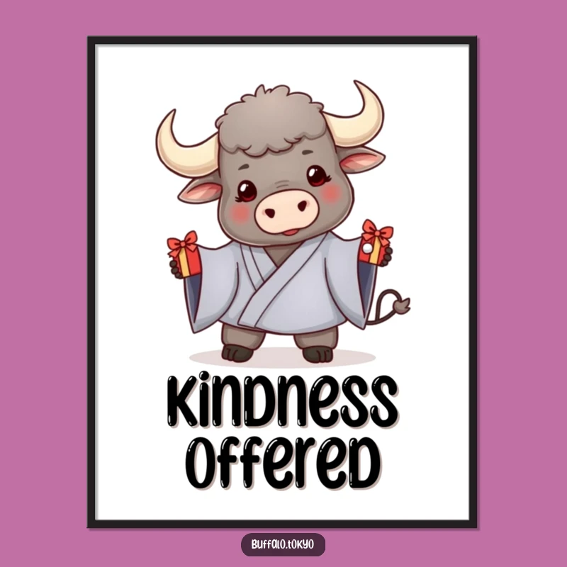 Funny Gifting Buffalo Kimono Poster - Friendly Art Print, Heartfelt Decor Gift