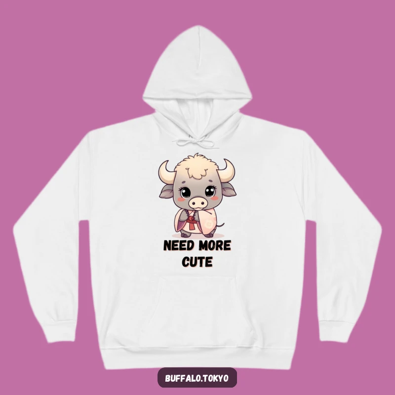 Funny Kawaii Buffalo Hoodie: Cute Animal Comfort, Sweet Style, Cozy Gift
