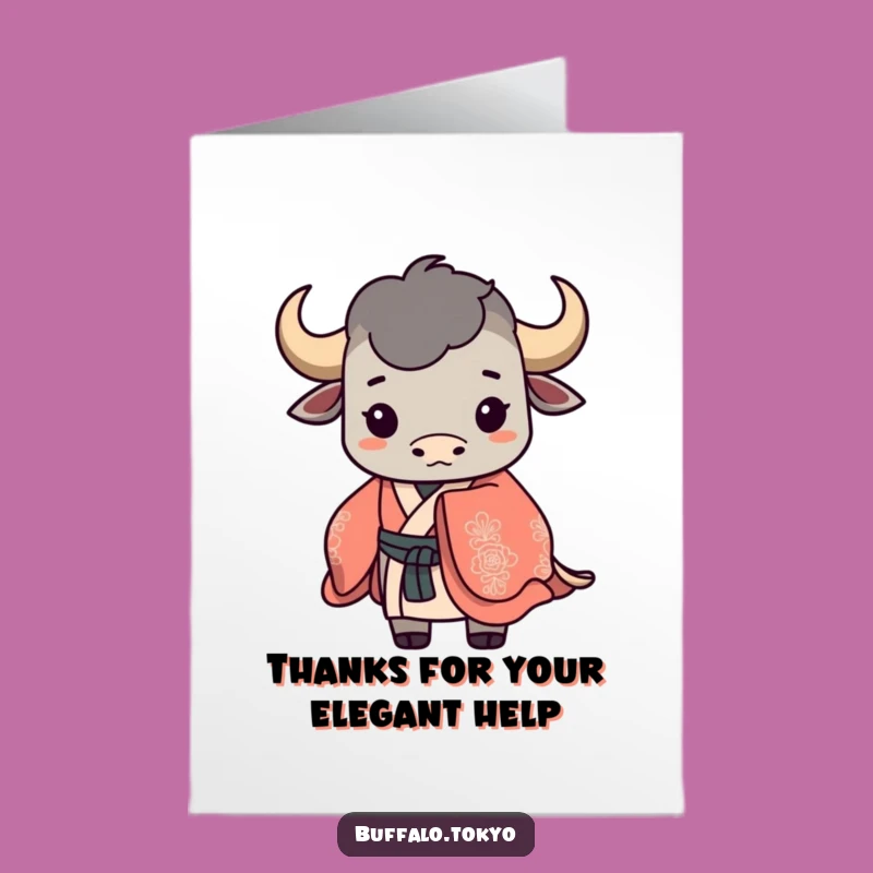 Free Printable Thank You Card: Buffalo Kimono Silhouette, Ornate Design, Easy Appreciation