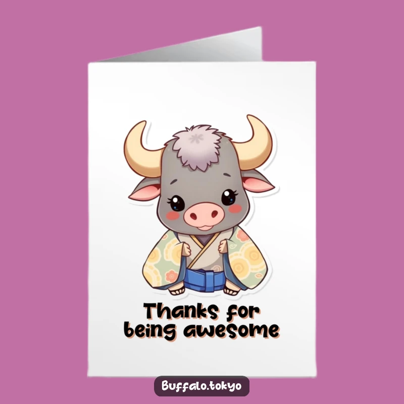 Free Printable Thank You Card: Grateful Buffalo Peeking, Downloadable Gift