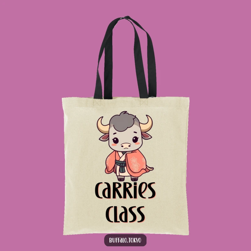 Funny Buffalo Silhouette Tote Bag: Ornate Kimono Design, Chic Carryall, Gift