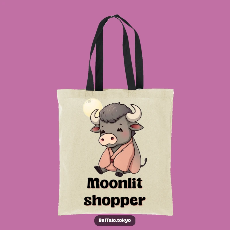 Funny Moon Gazing Buffalo Kimono Tote Bag - Serene Design, Calm Gift